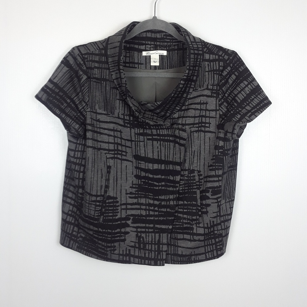 Kenneth Cole | black short sleeved zippered blazer